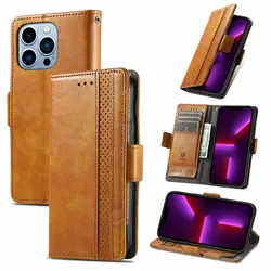 Premium RFID Blocking Leather Wallet Case with Wireless Charging and Card Slots - Galaxy A Quantum (Light Brown)