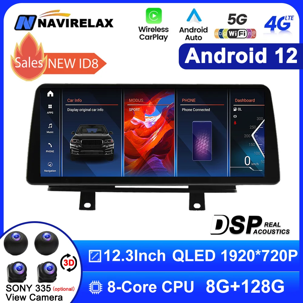 

12.3"ID8 Inch Android 12 For BMW F30 F31 F22 F32 F33 F36 LHD Original NBT EVO Autoradio Car Mulideo Navigation Player WIFI 4G BT