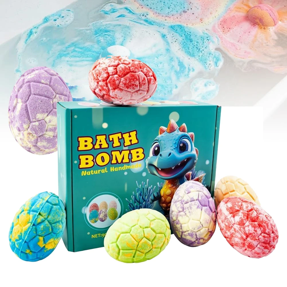 1/6PCS Kids Bath Bombs with Surprise Dinosaur Inside, Fizzy Spa Balls Gift Set with Animal Toys Fun Relaxing Bath Balls for Kids