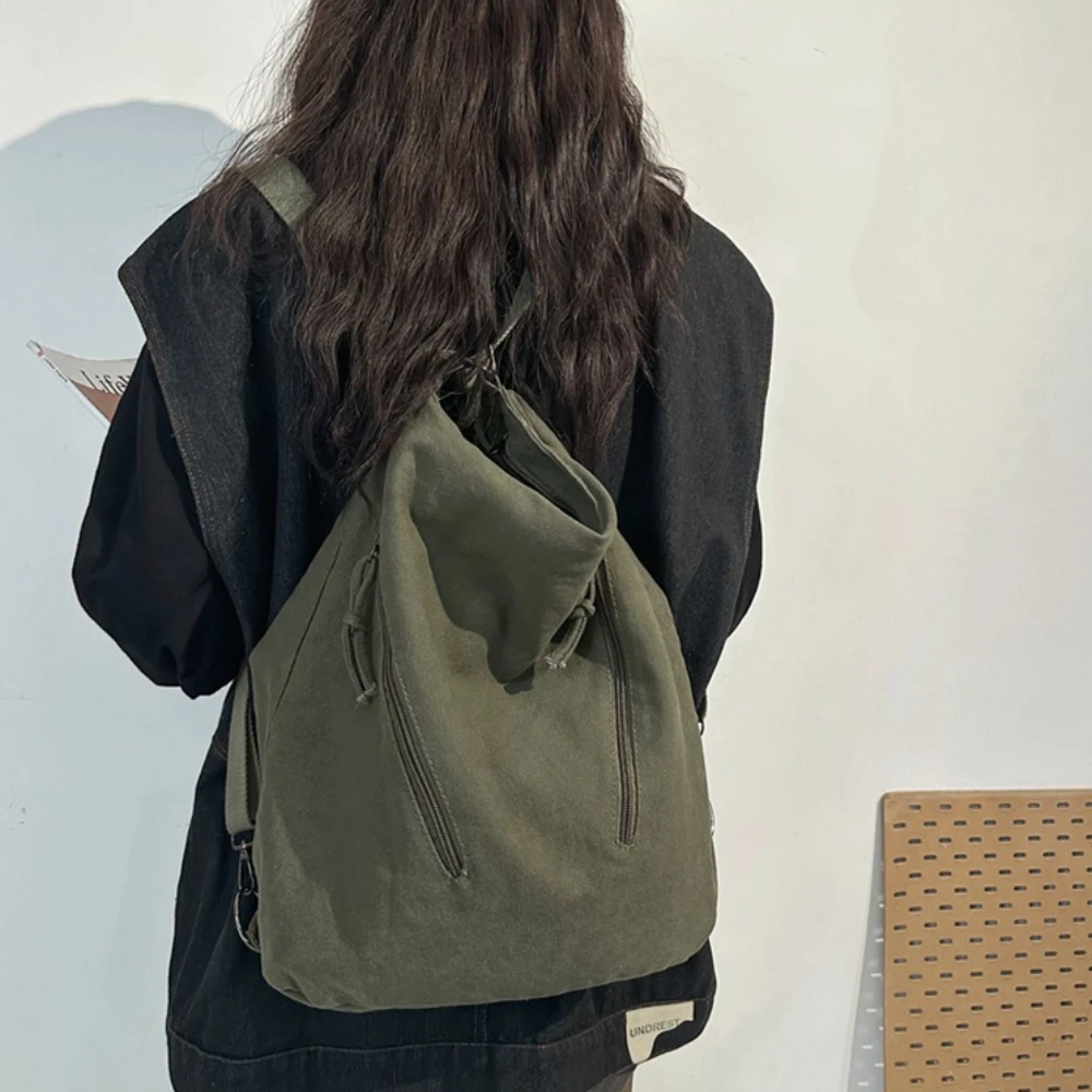 Women's Backpack Multi-purpose Bag Large Capacity Pure Color Design Versatile Commuter Crossbody Bag Trendyy Canvas Bag Сумка