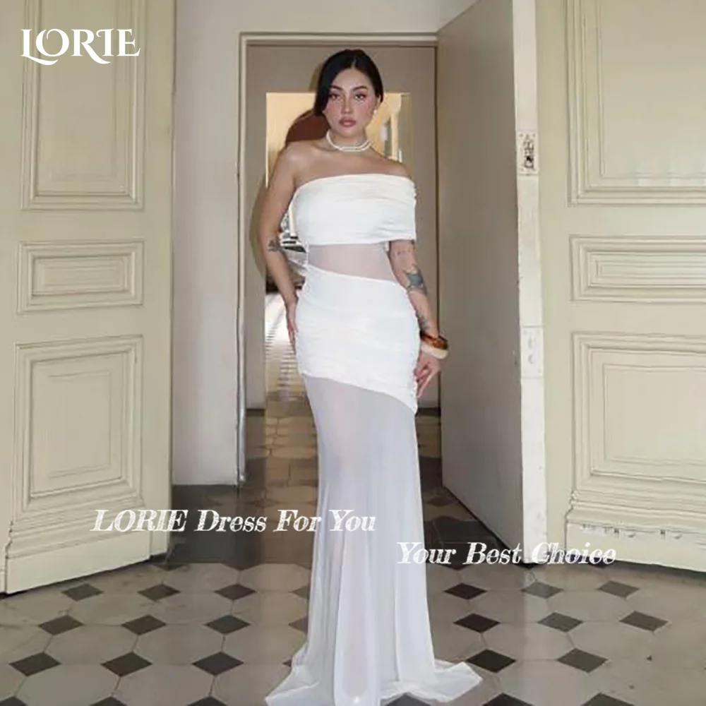 LORIE Lace Beach Wedding Dresses Strapless A-Line Satin Bride Gown Illusion Princess Bridal Dress vestidos de novia Customized 9 S3c087e43542241718be0fac1559308dfR