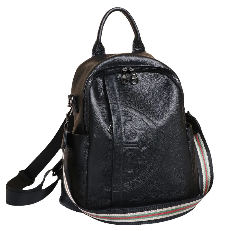 Women Travel Leather Backpack Real Cowhide Backpack Female Bag Genuine Leather Bag Student Schoolbag