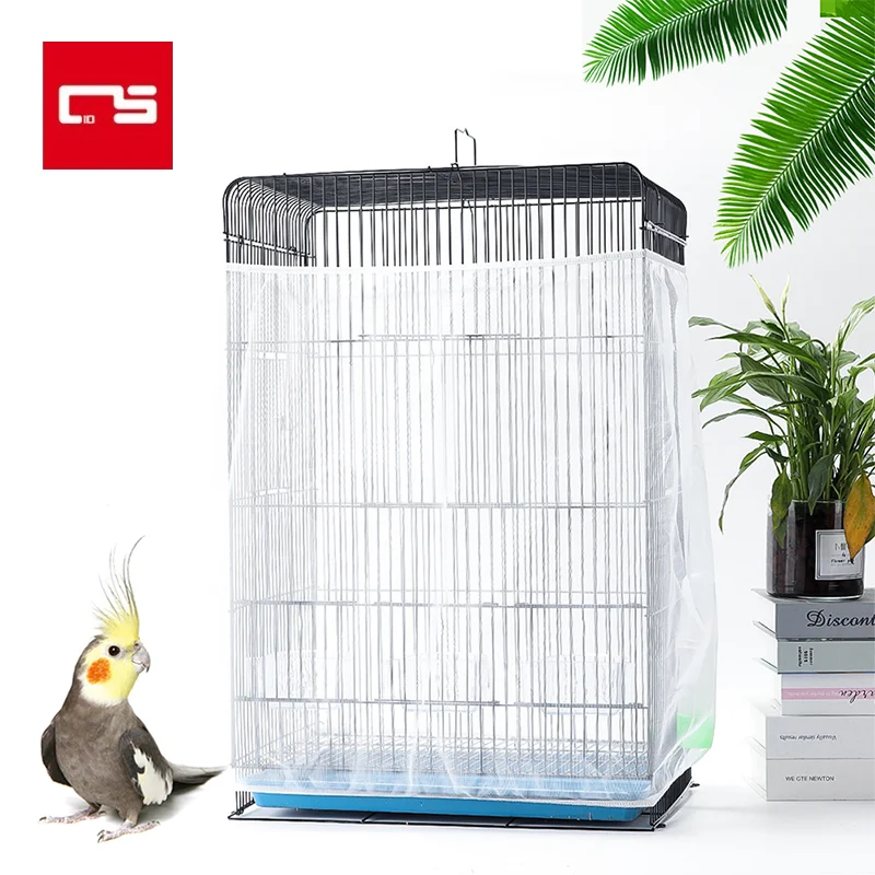 Bird Cage Cover Nylon Mesh Bird Cage Cover Shell Skirt Net Easy Cleaning Seed Catcher Guard Accessories Airy Mesh Parrot Net