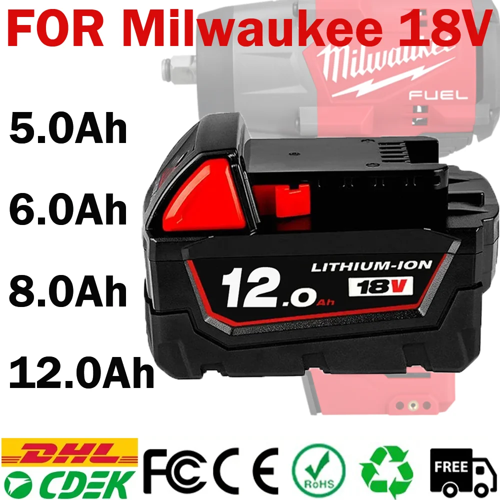 

8Ah/9Ah/12Ah/ For Milwaukee M18 Batteries 21700 High Output Rechargeable Lithium ION 18V Battery