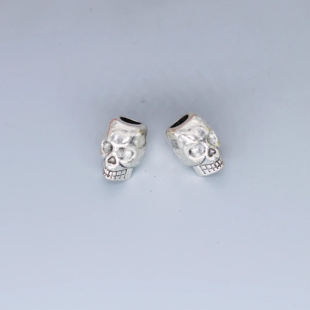 

10PCS Skull Big Hole Beads Antique Sliver Antique Bronze Plated Color Charm Pendant For Bracelet Jewelry Findings
