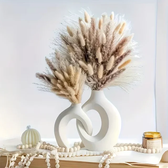 European Style White Plastic Vase Set Simple Creative Home Decor for Living Room Entryway TV Cabinet 1