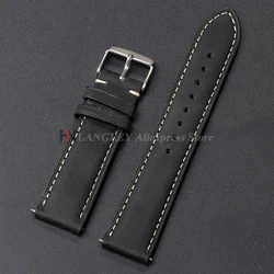 Vintage Brown Genuine Leather Quick Release Watch Band - 22mm (Black)
