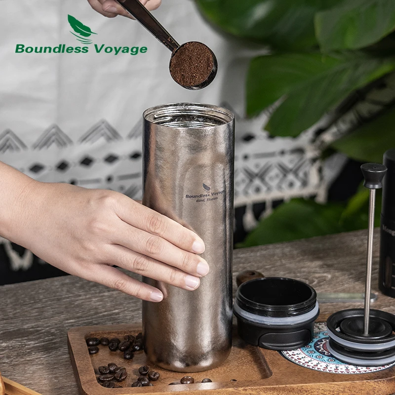 Boundless Voyage 450ML Titanium French Press Coffee Tumbler