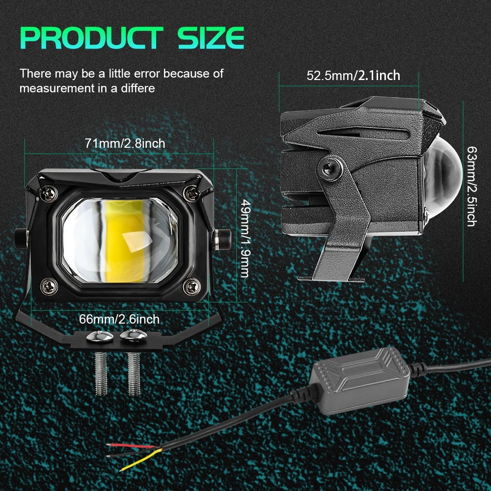 Motorcycle Headlight Mini Driving Light V7 LED Hi/Lo Beam Spotlights