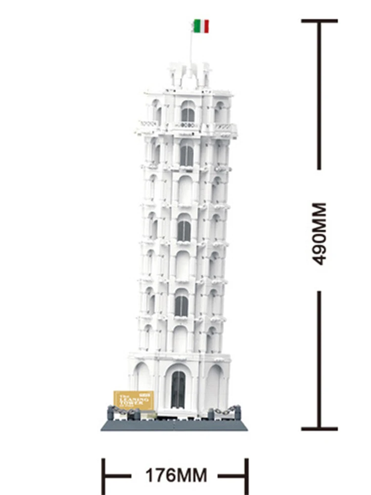 Weltgeschichtliches Kulturerbe Italienisches Schiefergebäude von Pisa Replik-Bausteinmodell Ziegelsteine Spielzeug als Geschenk – Detail 6