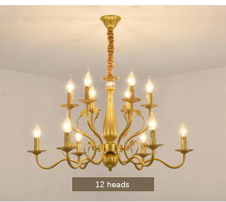 2022 American European retro black wrought iron candle light 6 arm 16 head large chandelier living room dining room chandelier outdoor pendant lighting