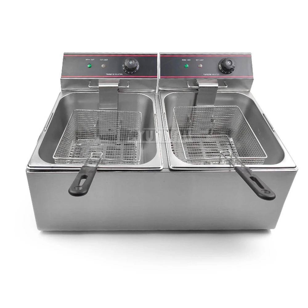 Stainless Steel Double Fryer Commercial Electric Deep Fryer Single Cylinder Electric Freidora De Aceite Electrica