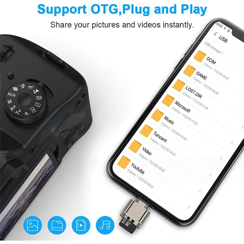 Universal Mini Metal USB-C SD and Memory Card Reader