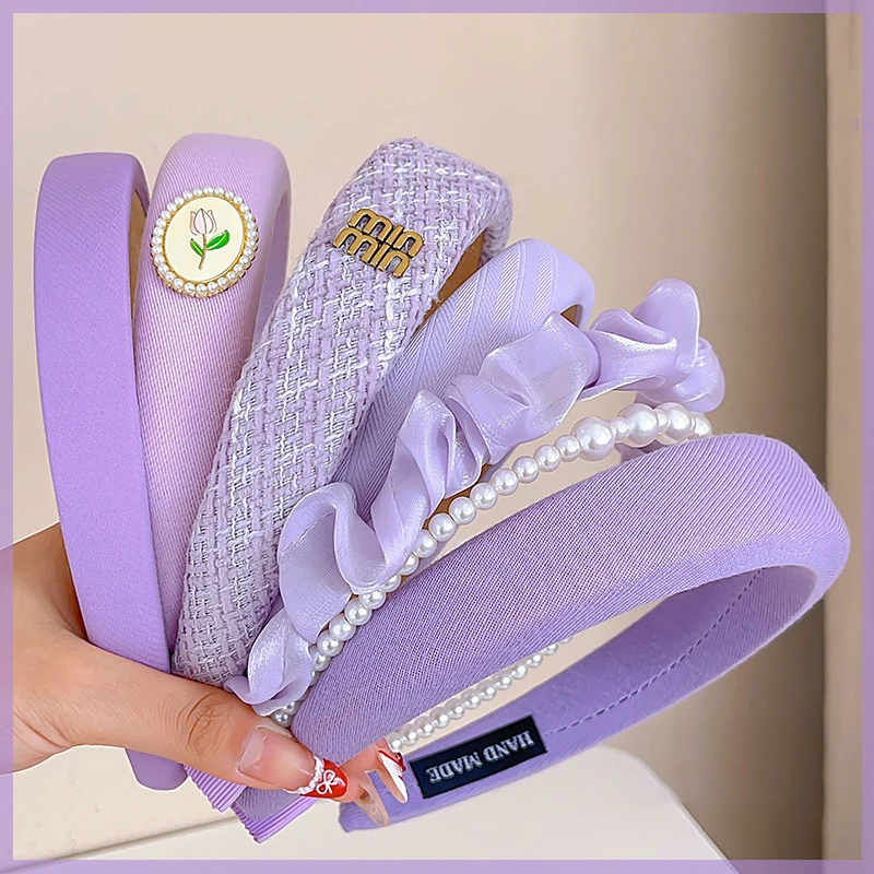 Elegant Purple Sponge Headband for Women - Wide Brim Hair Accessory