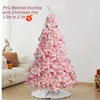 PVC Pink Christmas Tree with Dense Flocked Snow Christmas Tree 120cm To 210cm Indoor and Outdoor Atmosphere Christmas Decoration