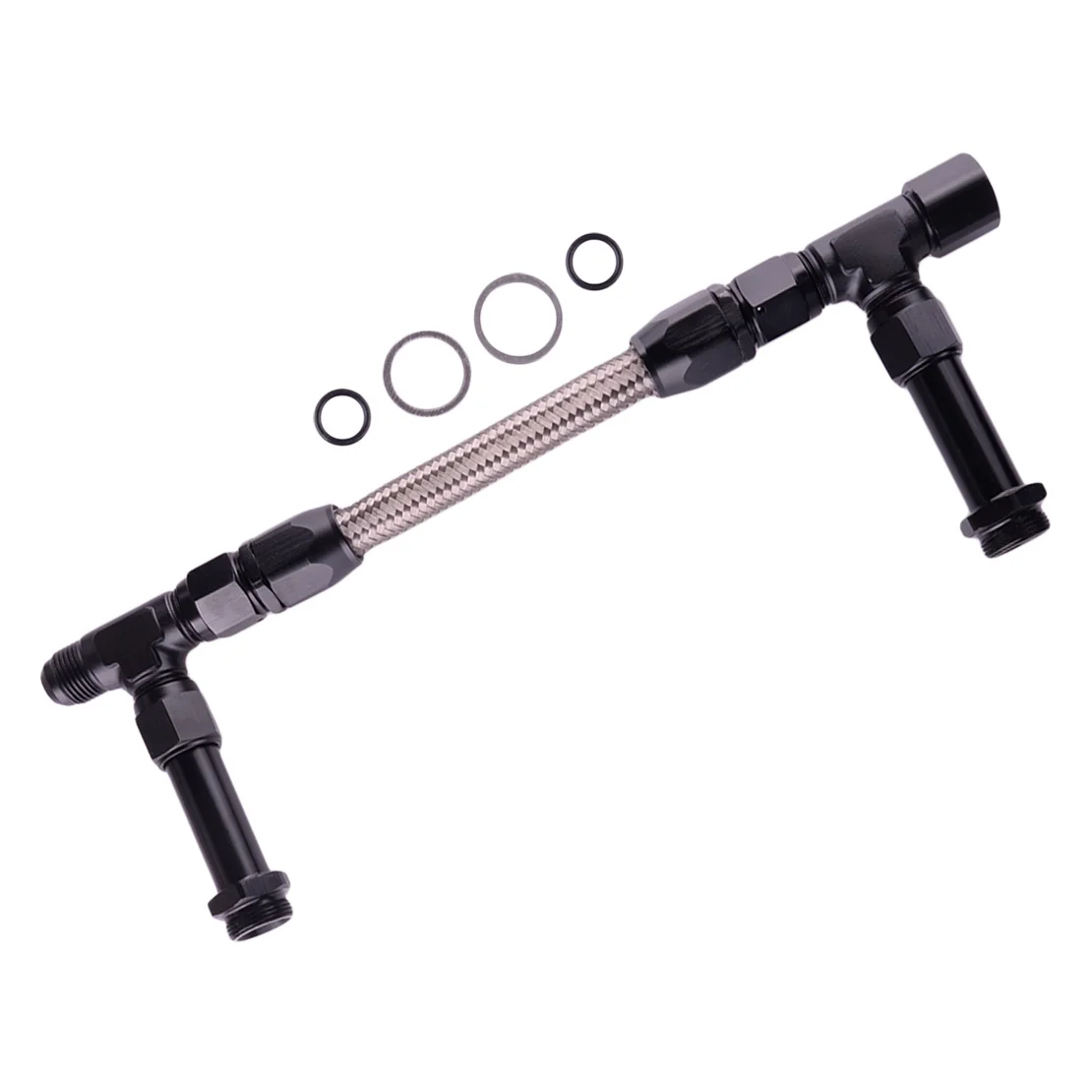 Braided AN8 Male Dual Feed Carb Fuel Line Double Pump Fit for Holley Dominator 4150 Series 7/8"-20 Thread High Quality