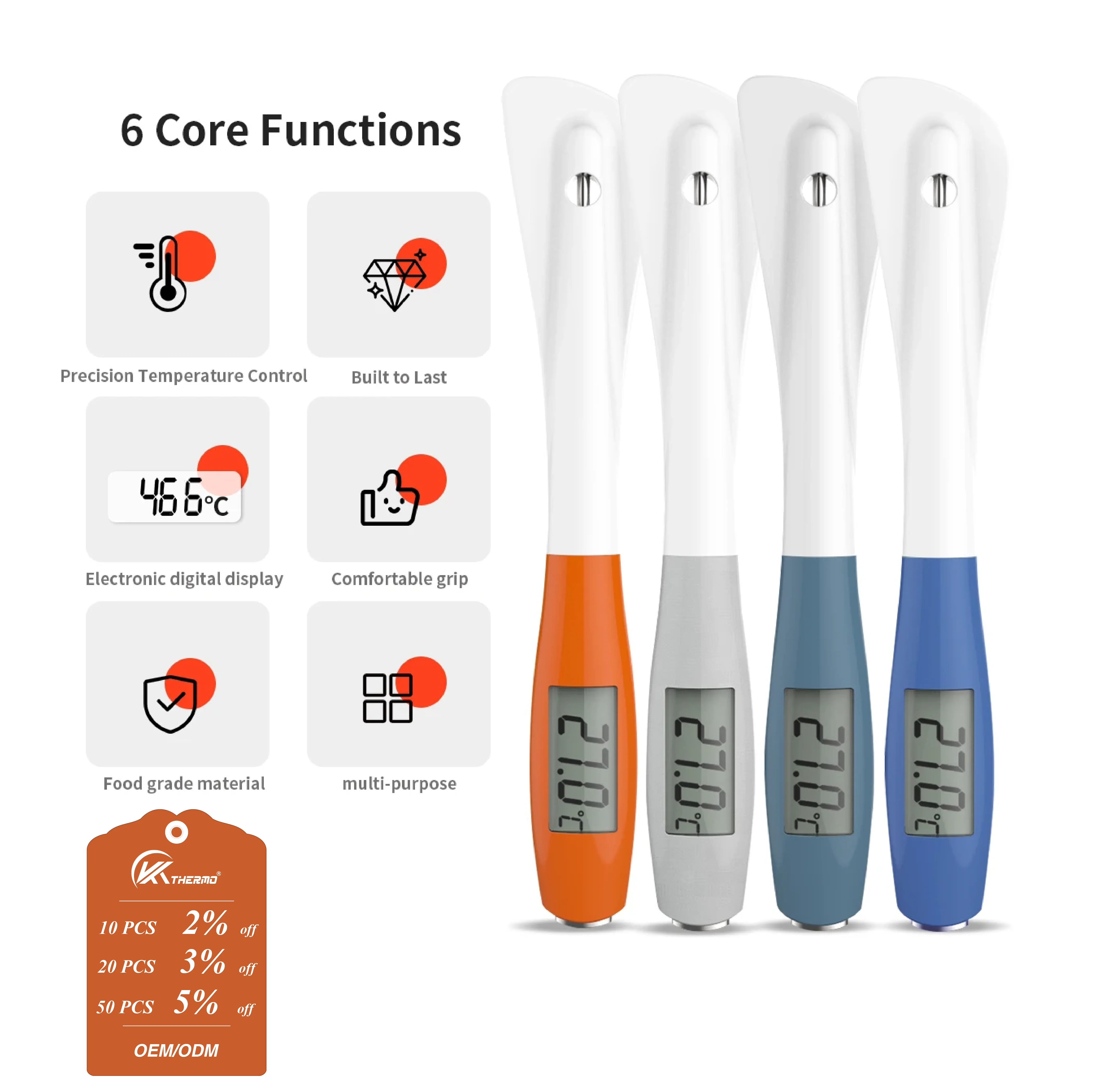 Premium Digital Kitchen Thermometer with Food-Grade Silicone Tip – Instant Read Temperature Gauge for Meat, Candy, and Milk (Wide Range -50°C to 300°C)