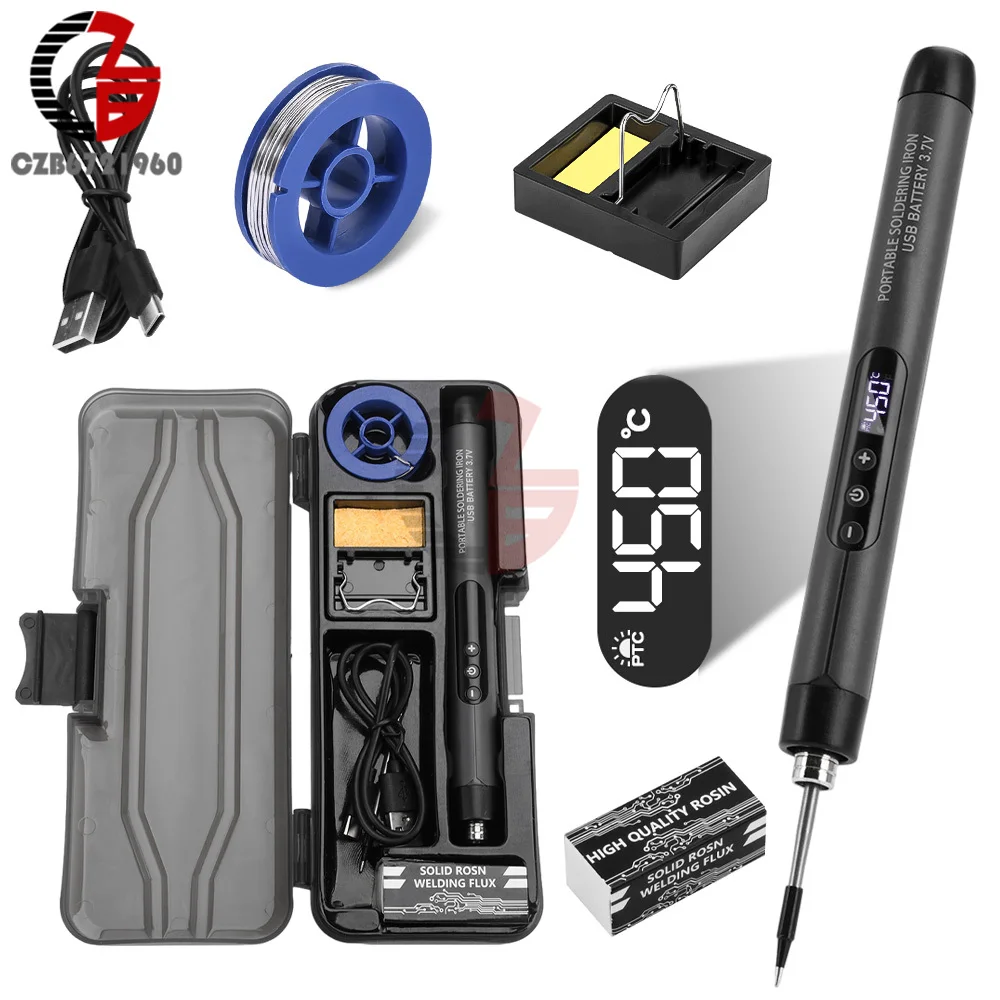 USB Soldering Iron 5V 8W Wireless Electric Soldering Iron Set 300-450℃ Temperature Adjustable Battery Solder Welding Tools Kit soldering iron