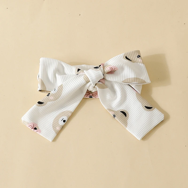 Newborn Baby Girl Clothes 0-18 Months Printed Long Sleeve Bodysuit Tops Embroidered Bear Sling Dress 3Pcs Set Baby Set
