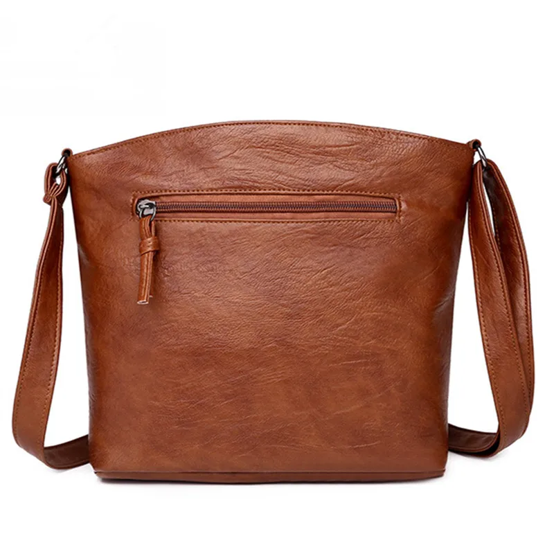 Retro Style Multiple Pockets Soft Leather Crossbody Bag, Simple Single Shoulder Bag for Daily Office, Parties, Dating, Going Out