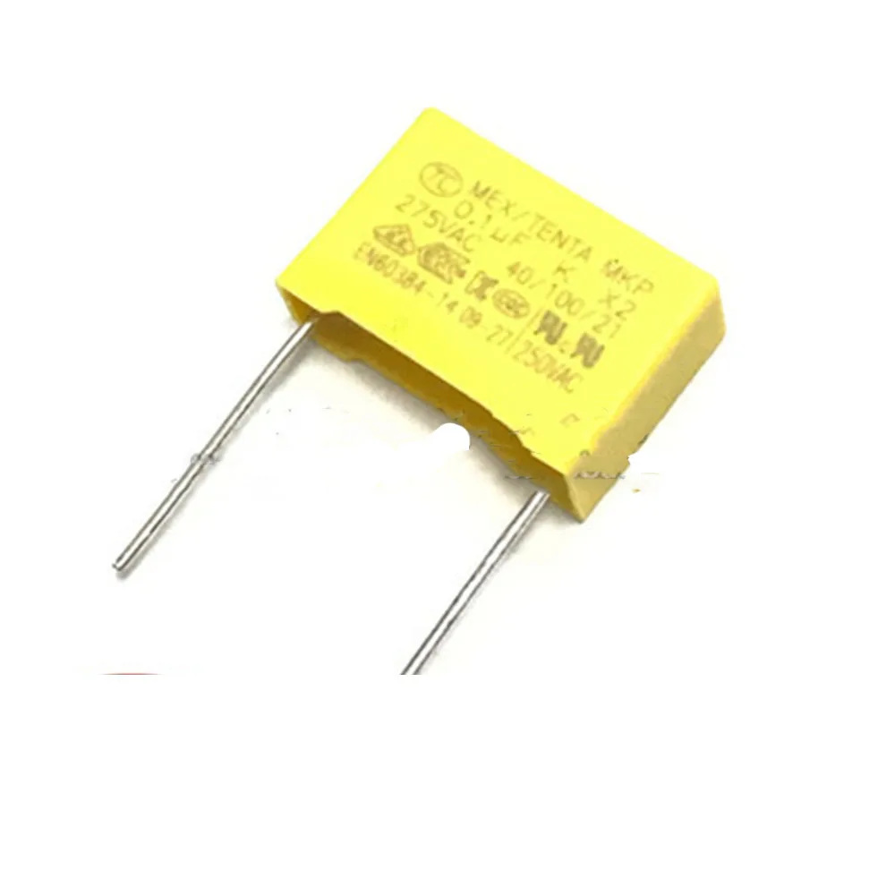 

10pcs 100nF capacitor X2 capacitor 275VAC Pitch 10mm X2 275V Polypropylene film capacitor 0.1uF