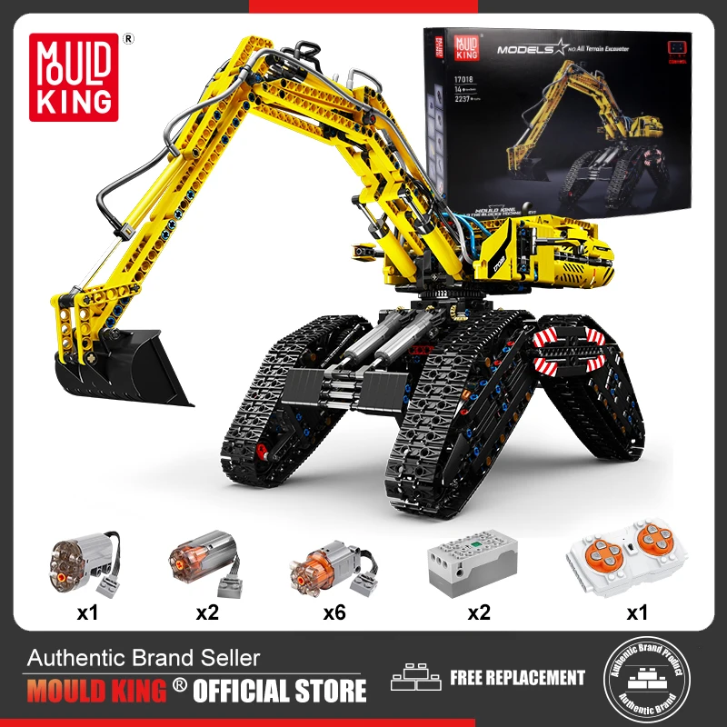 Cheap MOULD KING 17018 Technical Car Building Sets All Terrain Excavator  Clawler Truck Bricks Toys RC Engineering Vehicle For Boys