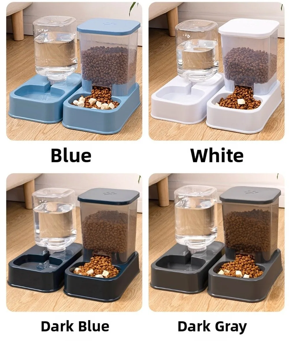 1.2L/1.5L Pet Automatic Feeder Plastic Large Capacity Cat Dog Water Dispenser Feeder Set 3 Colors 2 Styles
