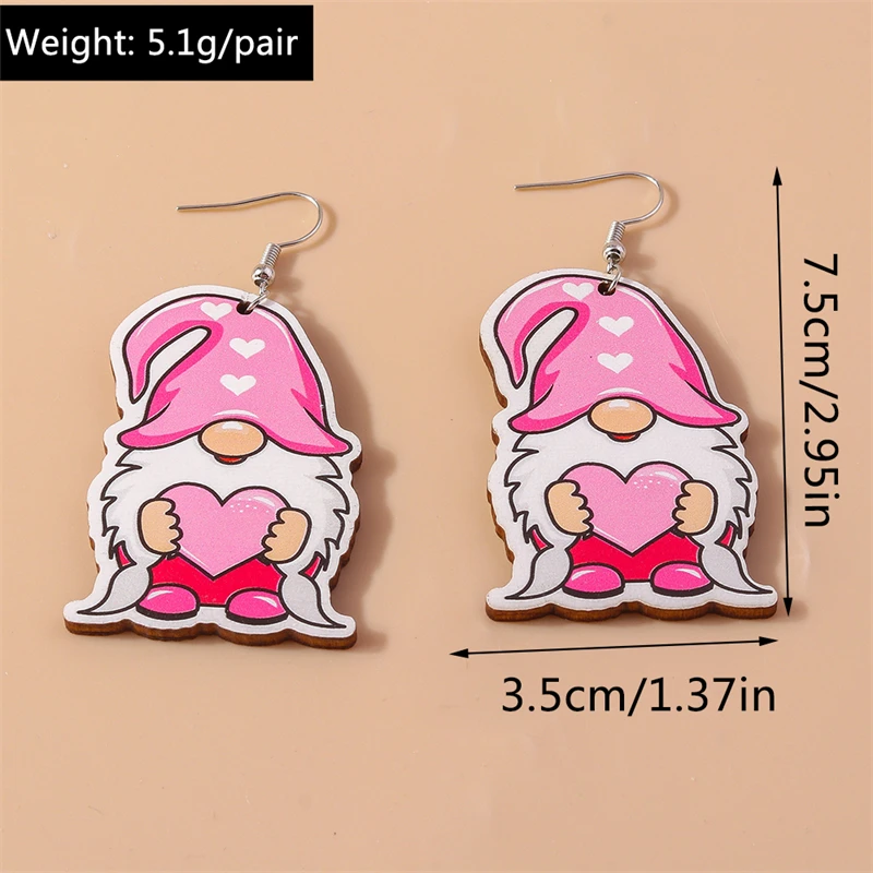 Mode Holz Liebe Herz Regenbogen Tropfen Ohrringe für Frauen Mädchen Party Urlaub Schmuck Geschenke – Detail 9