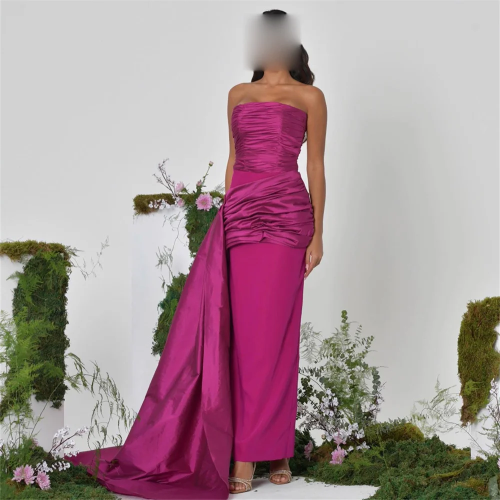 

Женское плиссированное платье MINGLAN, длинное вечернее платье до щиколотки, без рукавов, со шлейфом, элегантное платье для выпускного вечера