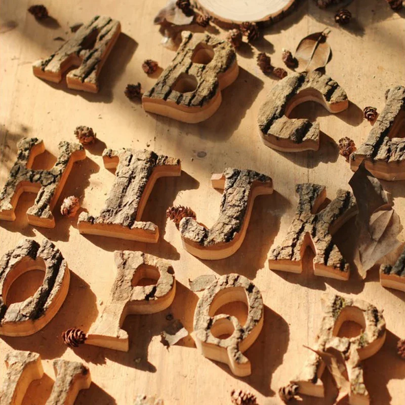 Solid Wood Retro Wooden English Letters Alphabet Number for Cafeteria Bar Home Decoration Vintage Diy Letter wooden letter decor