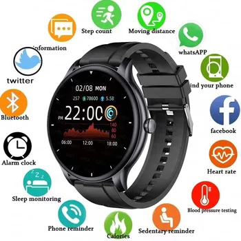 Nuovo Smartwatch Plus per Donne e Uomini, Regalo per Lei e Lui, Orologio Sportivo e Fitness con Monitoraggio della Frequenza Cardiaca, Impermeabile, Compatibile con Android e iOS