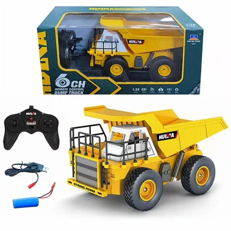 HUINA 1517 RC 덤프 트럭 자동차, 남아용 장난감, 엔지니어링 차량 운송기 덤퍼, 어린이 장난감, 2.4G, 1 채널, 24 리모컨, 6 채널