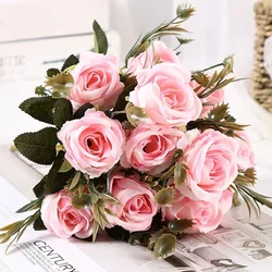 Elegant Silk Rose Bouquet for Weddings and Home Decor (Deep Pink)