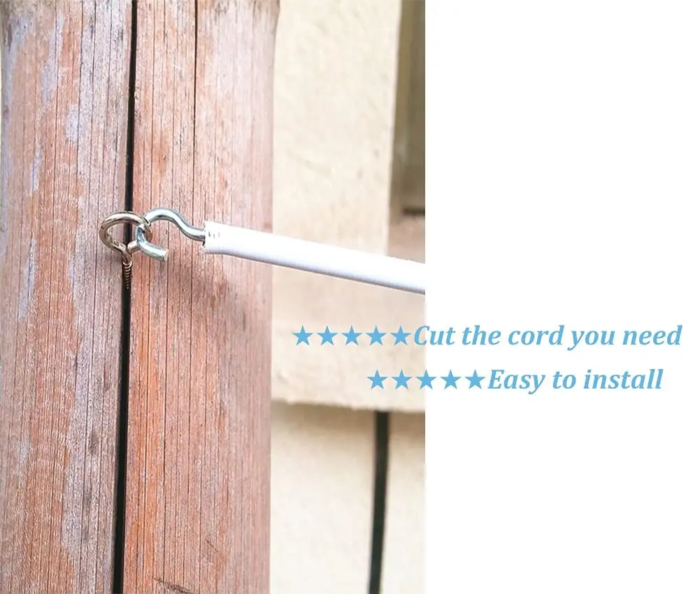 Curtain Wire,10 Meters (32FT) Hanging Cord Kit with 10 Pairs of Hooks & Eyes Picture Hanging Wire for Net Curtain Rods 5