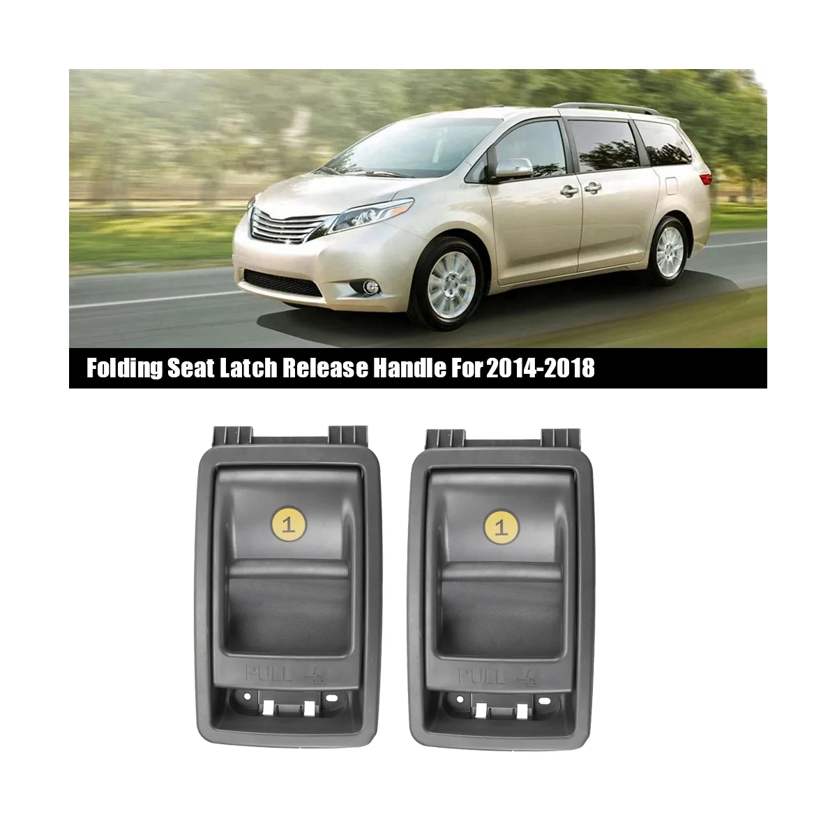 

2Pc 72909-08011 Black Folding Seat Latch Release Handle for Toyota Sienna 2010-2020 Left or Right Third Row Seat Handles