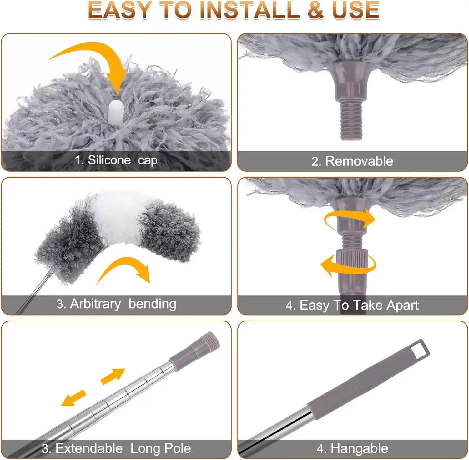 Duster Brush cleaning duster retractable duster microfiber duster brush telescopic duster brush microfiber dust brush telescopic dust brush telescopic dust remover Microfiber Duster Extendable Gap Dust Tools Retractable Car Cleaning Brush Household Ceiling Cleaning Tools