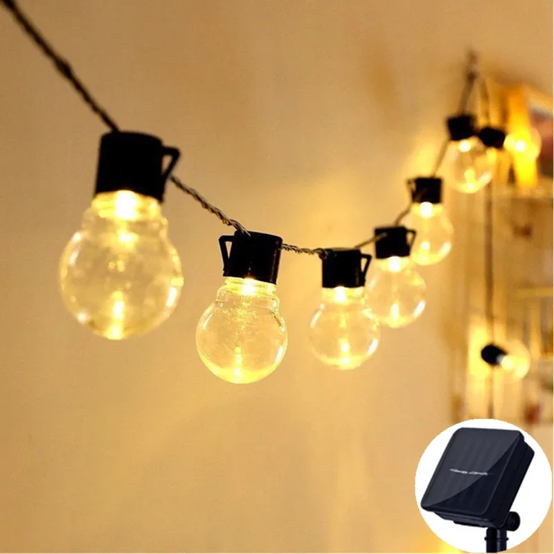 

10m/6.5m/5m Solar G50 Bulb Led String Lights Holiday Lighting Garden Christmas Decoration Solar Lamp Outdoor Street Fairy Lights