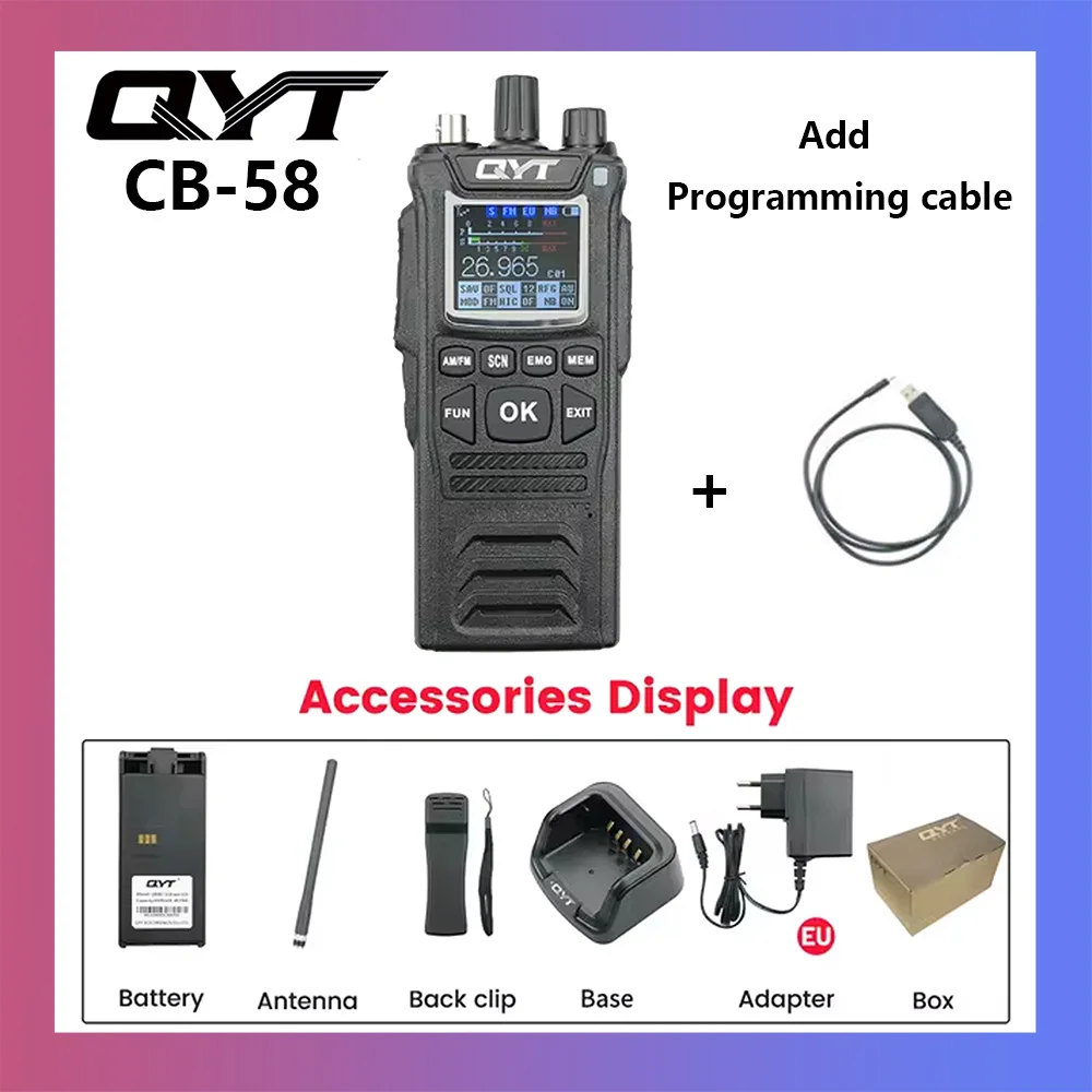 New CB Radio CB-58 26.965-27.405MHz FM AM Mode Citizen Band Radio 27MHz Handheld Walkie Talkie With 4100mAh CB Radio 5