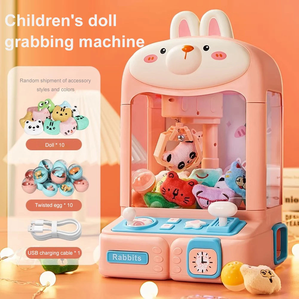 Mini Claw Machine Arcade Claw Game Machine Toy with 10 Dolls 10 Capsule Mini Vending Machine Toy Gifts for Girls and Boys 2