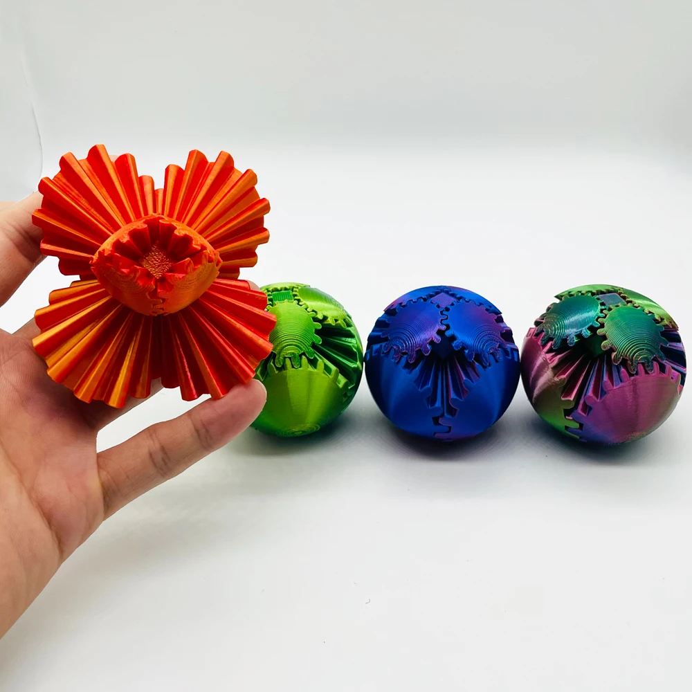Gear Ball-3D Printed Gear Ball Spin or Cube Fidget Toy, Sphere, Fidget Toy, Stress Ball, GearSphere Desk T