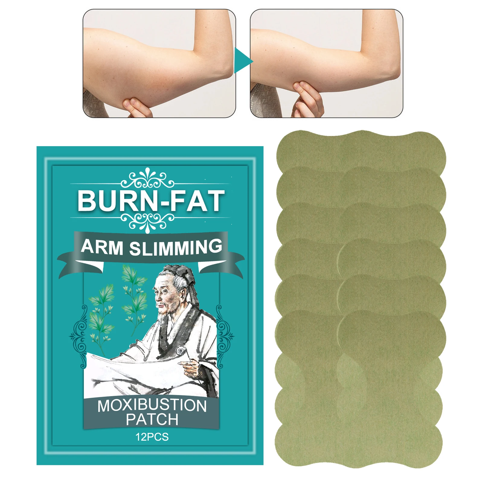 South Moon Thin Arm Moxibustion Paste Slimming Down Hot Compress Stickers Slimming Products to Burn Fat Lose Weight Patch 12pcs