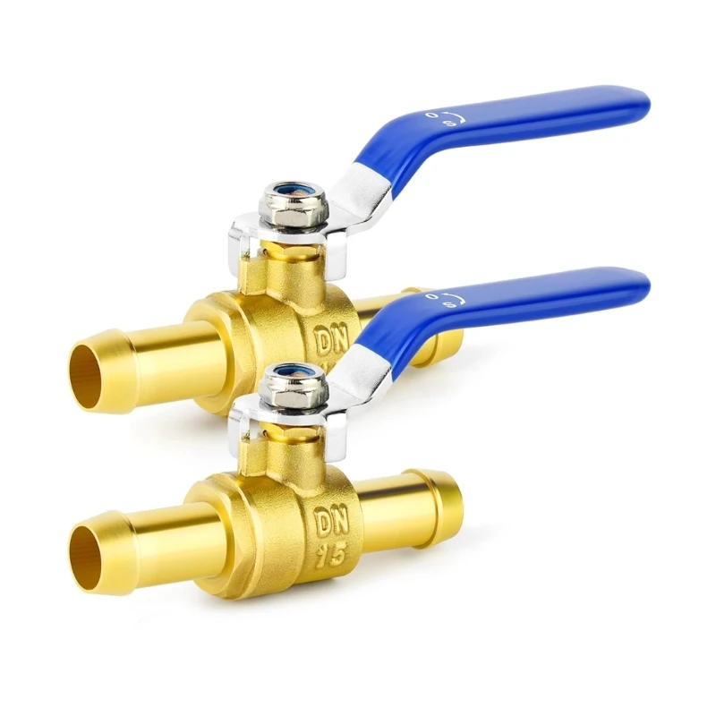 

2 Way Straight Barb Shut-off Ball Valves 16mm Hose Barb Brass Balls Valves Simple Installation Durable 2 Pieces