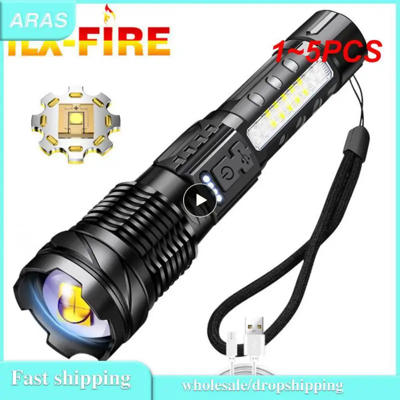 

Фонарик, перезаряжаемый фонарик высокой мощности с лампочками 30 Вт, портативный, 7 режимов освещения, масштабируемый, водонепроницаемый, для кемпинга, 1 ~ 5 шт.