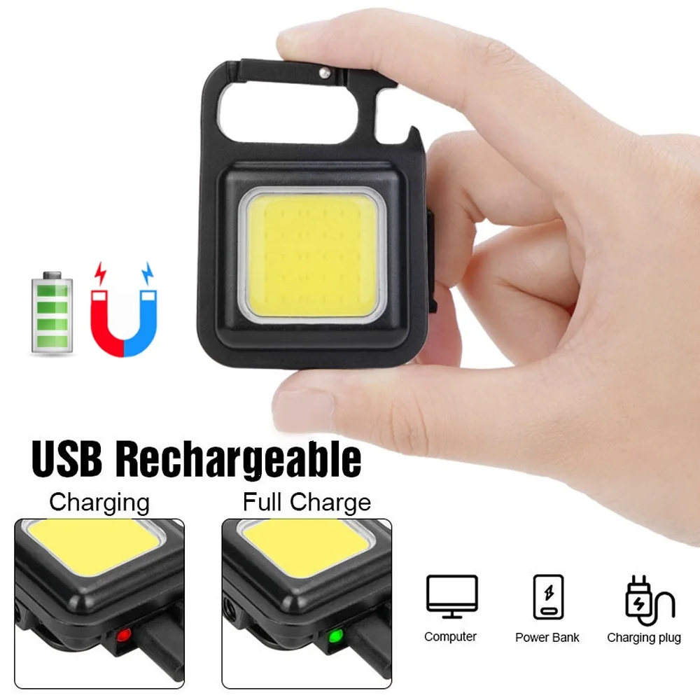 

Multi-function flashlight Keychain lamp USB Pocket Flashlight Rechargeable Flashlight COB Work Light LED Keychains For Outdoor