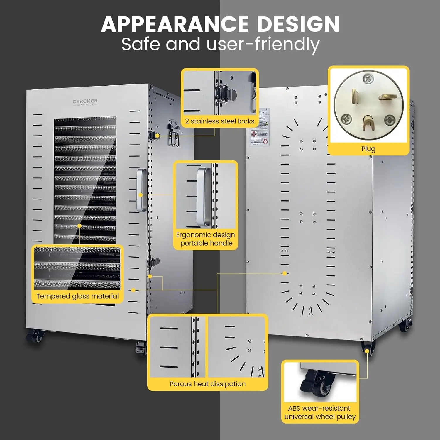 Food-Dehydrator Machine 22 Trays, 220V Large Food-Dehydrator for Jerky 104ºF-194ºF, Fruit Dehydrator with 6 Silicone 2