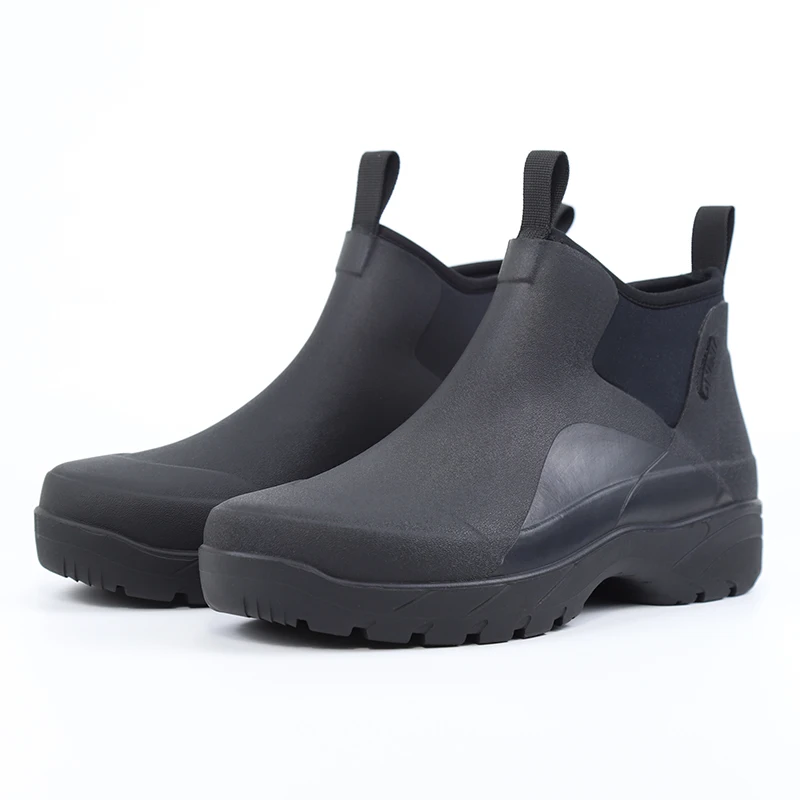 Black viking short boots one-piece molded construction no glue separation