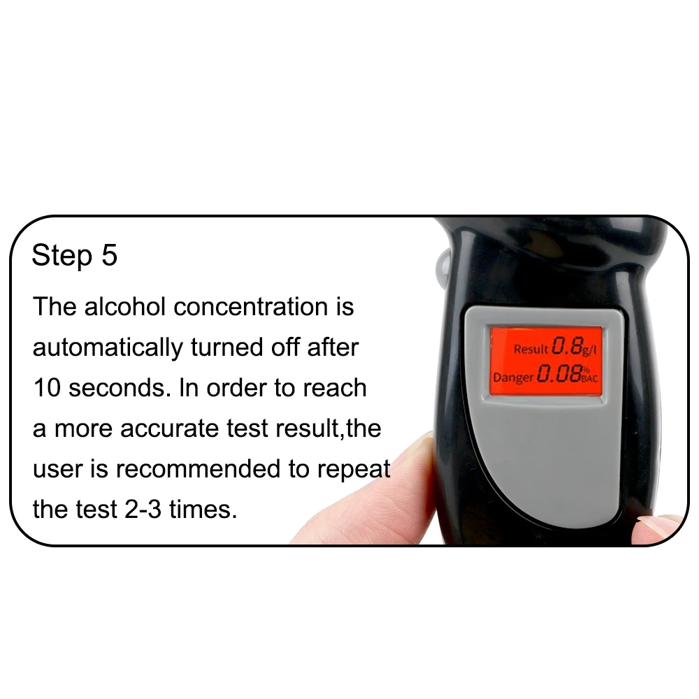 Portable Breath Alcohol Tester Handheld Breathalyzer Alcotest Alcohol Test Tools Backlight Digital Set Car Accessories Universal images - 6