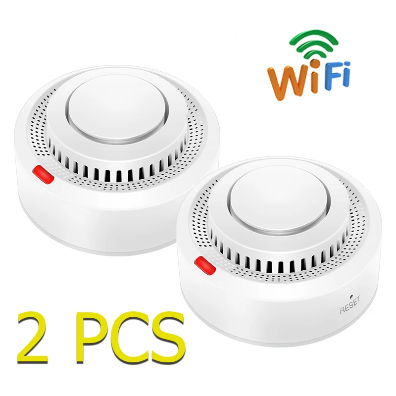 Tuya WiFi เครื่องตรวจจับควันไร้สาย Photoelectric Sensor Fire Alarm Home Kitchen Security System Smart Life App Alert Sound Alarm 1