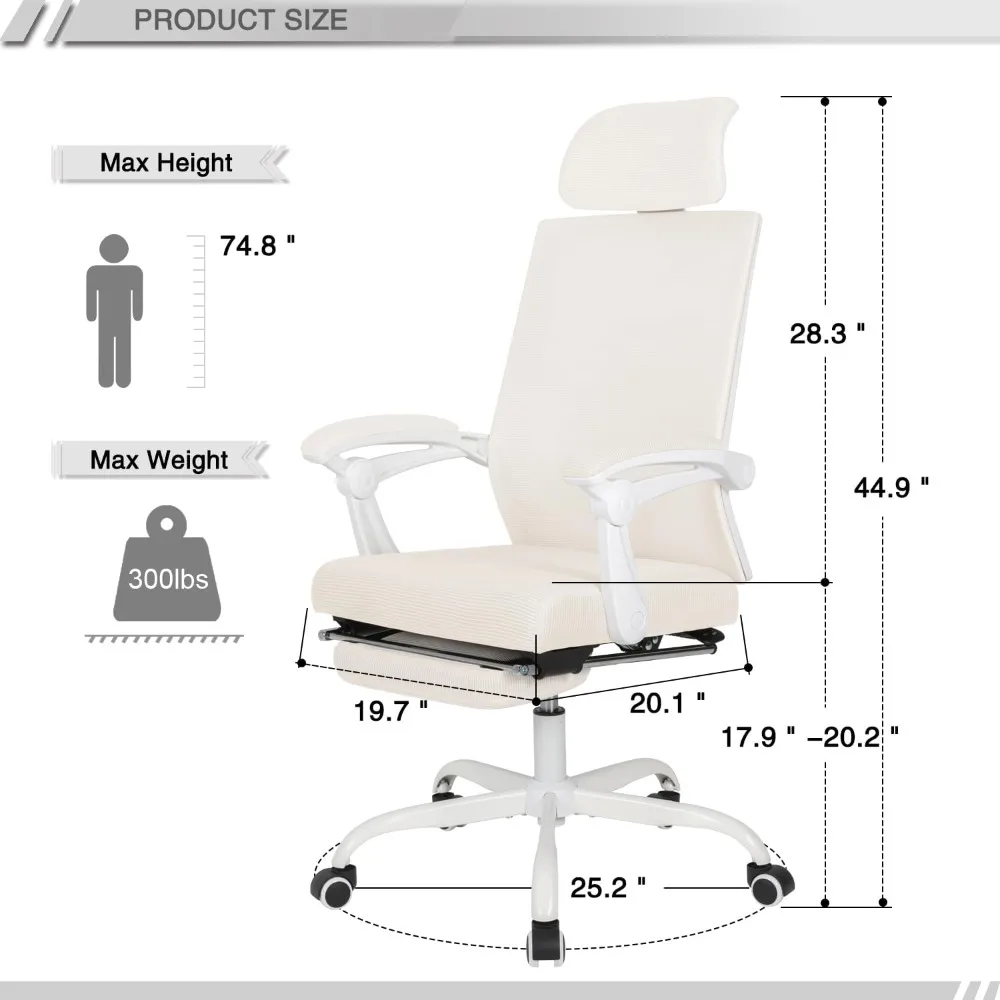 Home Office Desk and Chair Set, Home Office Furniture Sets, Computer Desk with Drawers & Shelves, Ergonomic Office Chair 6