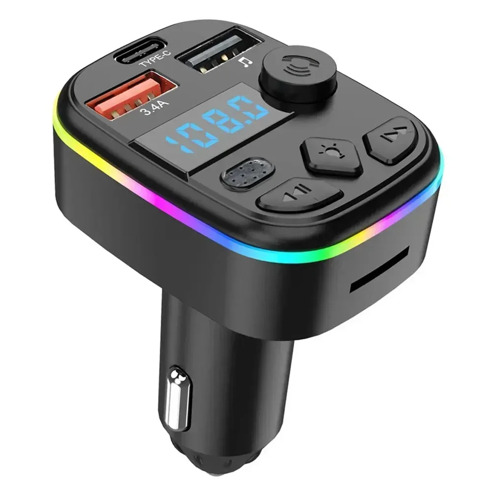 Type C Car FM Transmitter Bluetooth 5.0 Car Charger With MP3 Player Support TF Card U Disk Auto Radio Handsfree Wireless Car Kit